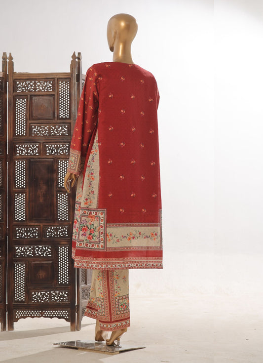 Crimson Harvest: 2-Piece Printed Khaddar Jacket Style Co-ord Set