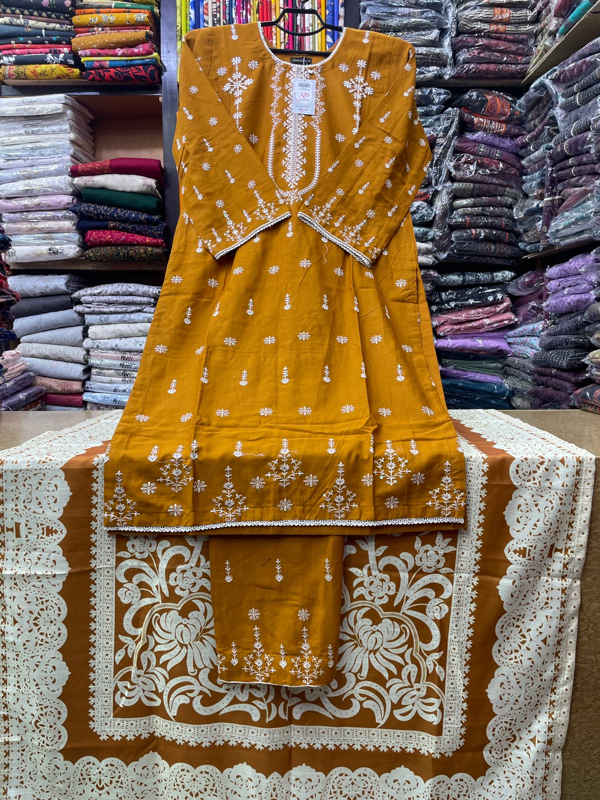 Premium 3-Piece Stitched Embroidered Khaddar Suit with Matching Dupatta & Embroided Trouser