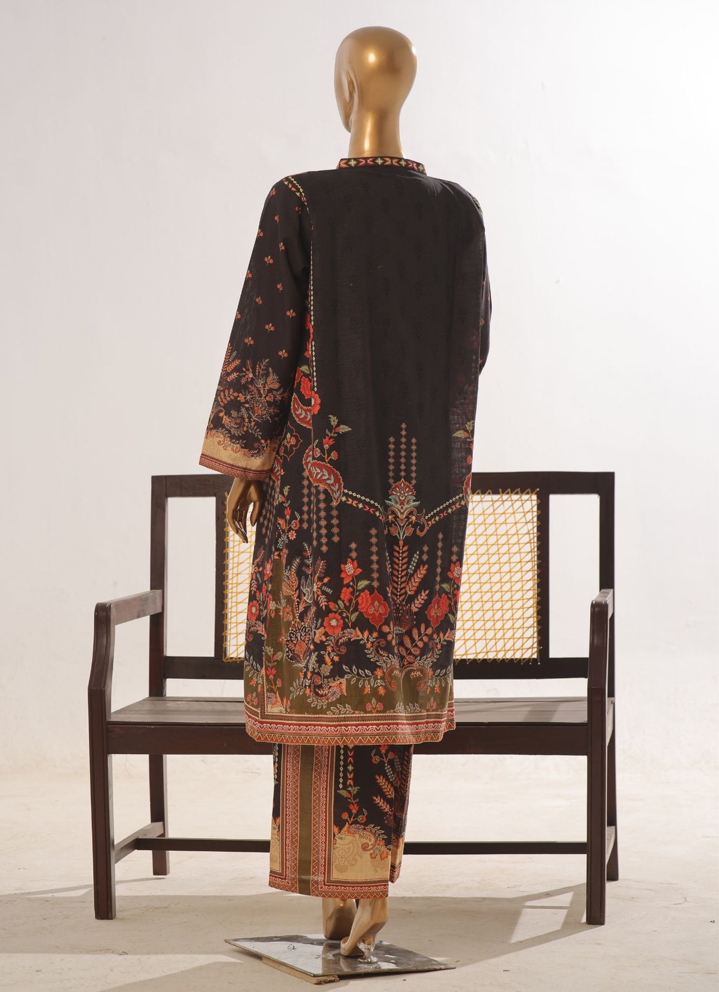 Earthy Charcoal: 2-Piece Jacket-Style Khaddar Printed Co-ord Set