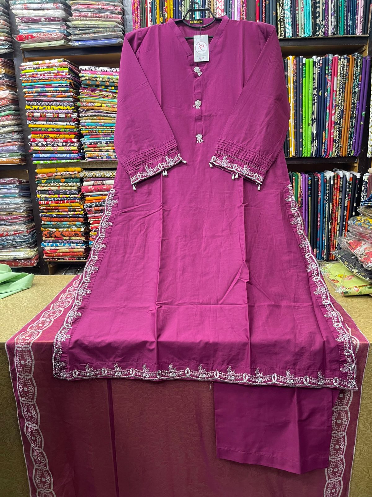 AB Collection Embroidered A-Line 3-Piece Lawn Suit