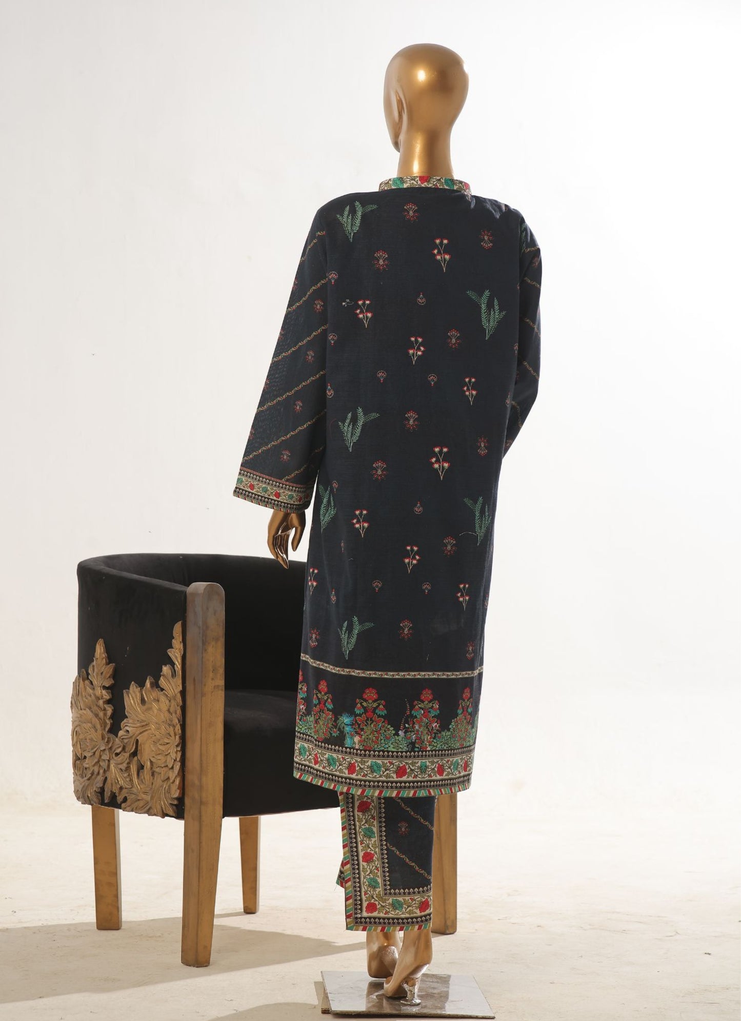 Elegant Printed 2-Piece Kurta Set with Floral Borders