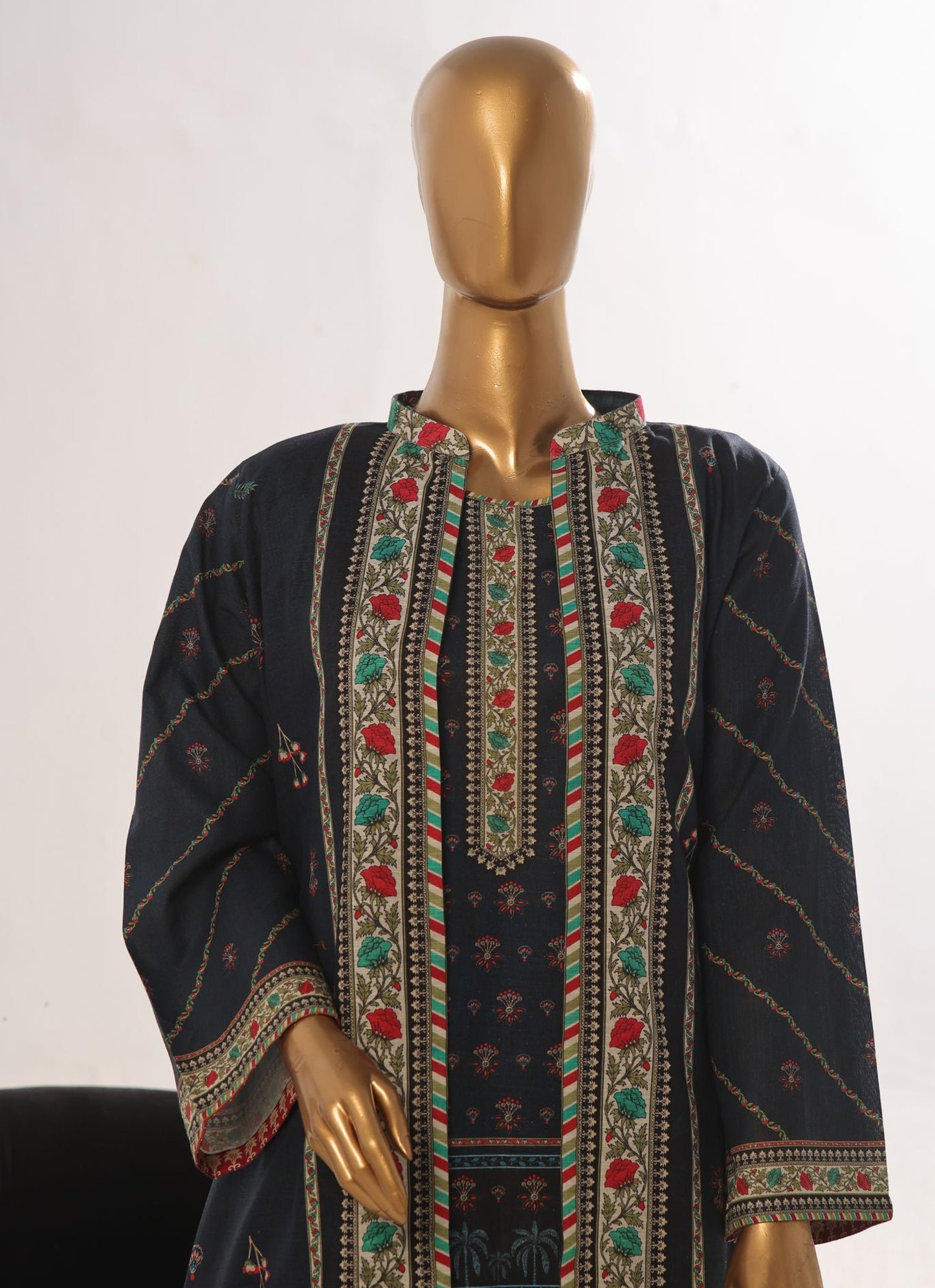 Elegant Printed 2-Piece Kurta Set with Floral Borders