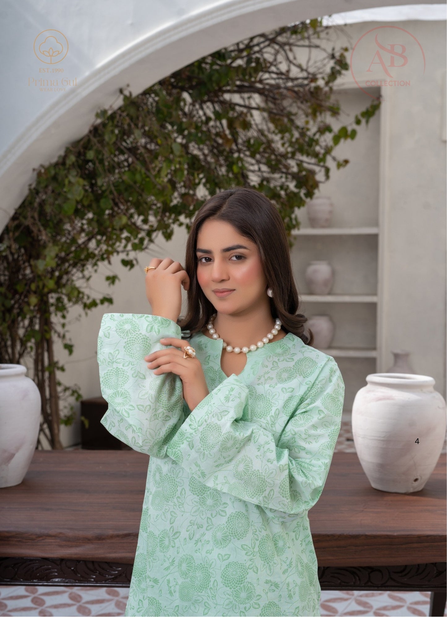 Pastel Monochromatic Floral 2-Piece Lawn Dress