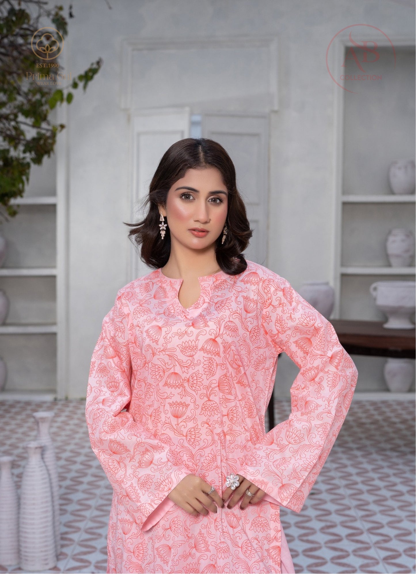 Soft Peach Floral Bloom 2-Piece Lawn Suit