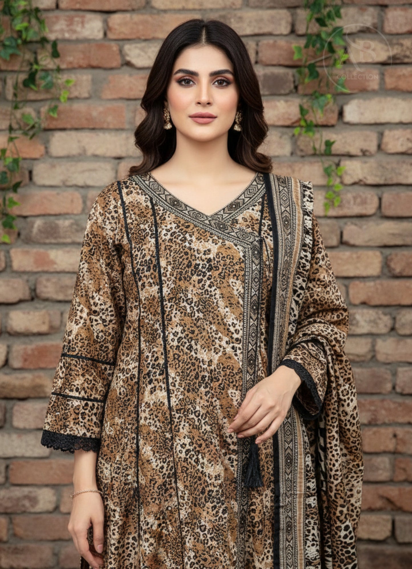 Cheetah Print Trending Angrakha Frock with Delicate Borders