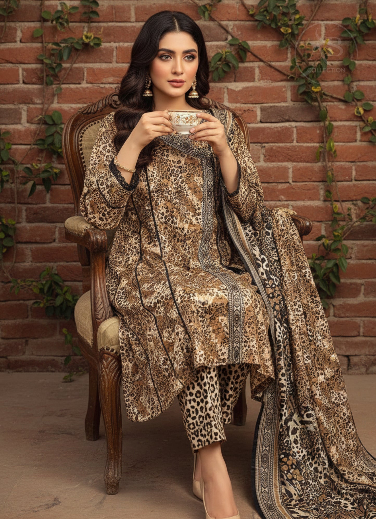 Cheetah Print Trending Angrakha Frock with Delicate Borders