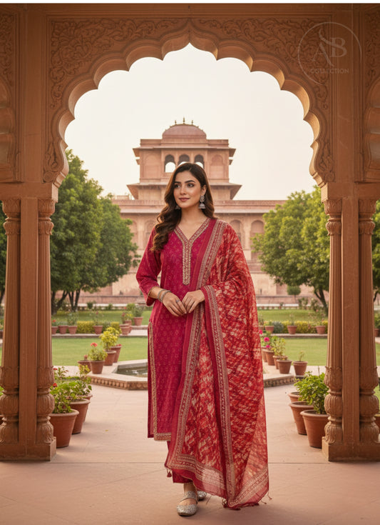 Traditional Chunri Print 3-Piece Ensemble