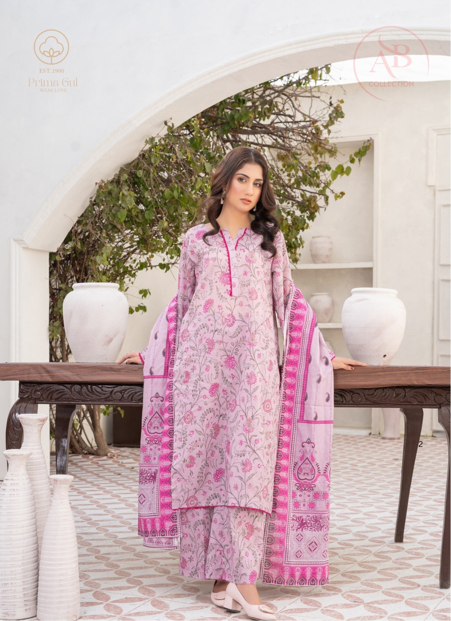 Prima Gul Collection Lavender Floral Printed 3-Piece Lawn Suit