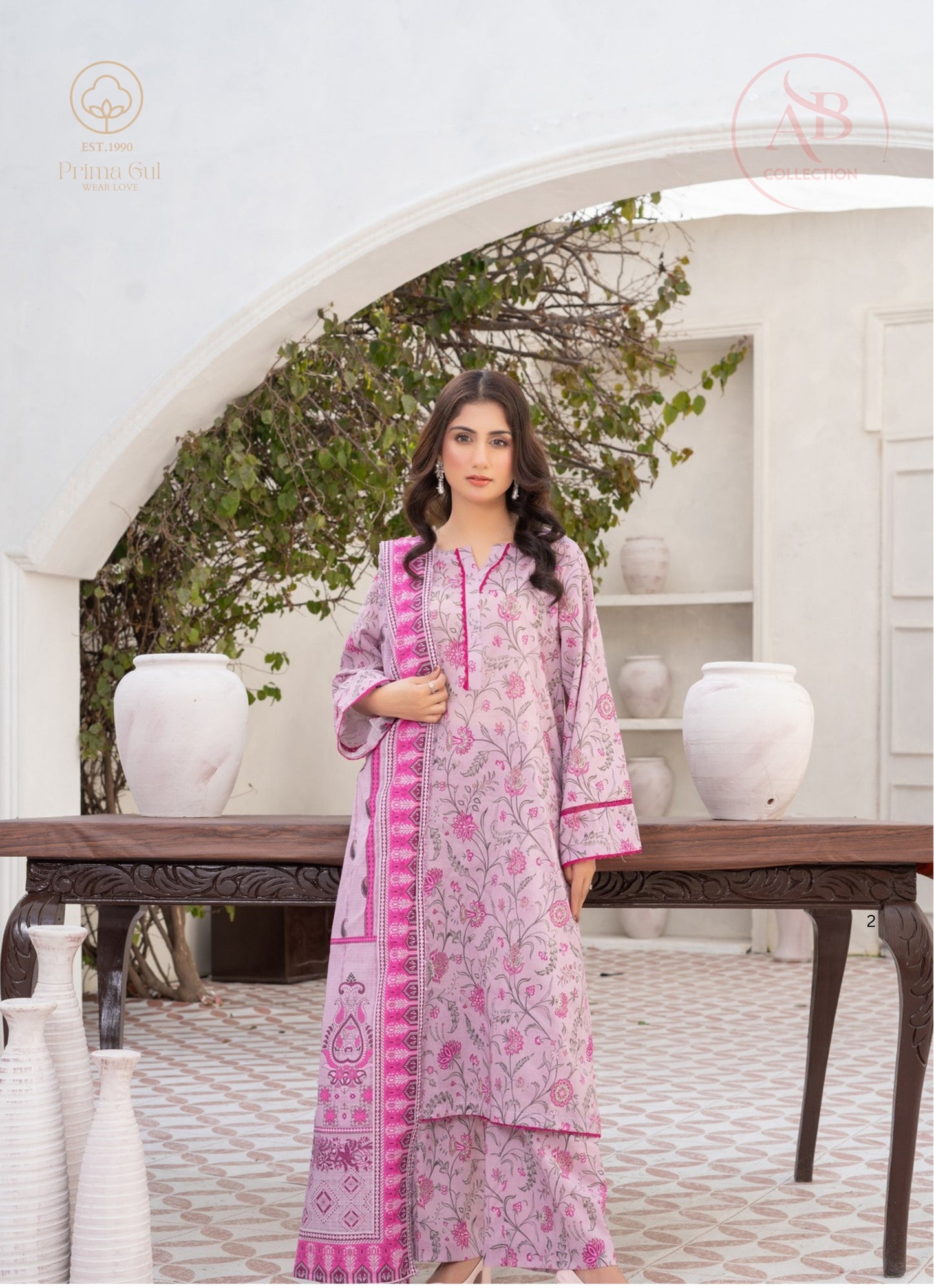 Prima Gul Collection Lavender Floral Printed 3-Piece Lawn Suit