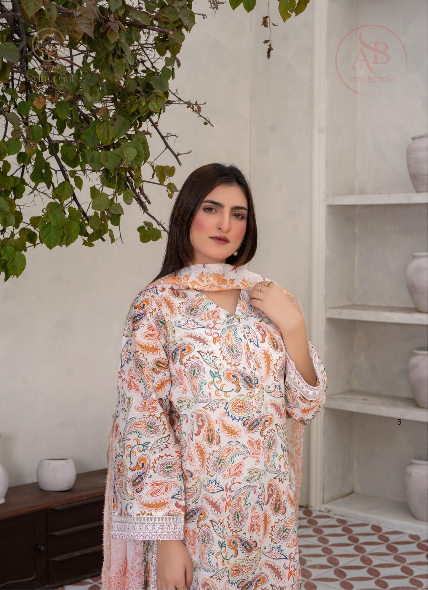 Elegant 3-Piece Multicolor Paisley Lawn Suit By Prima Gul