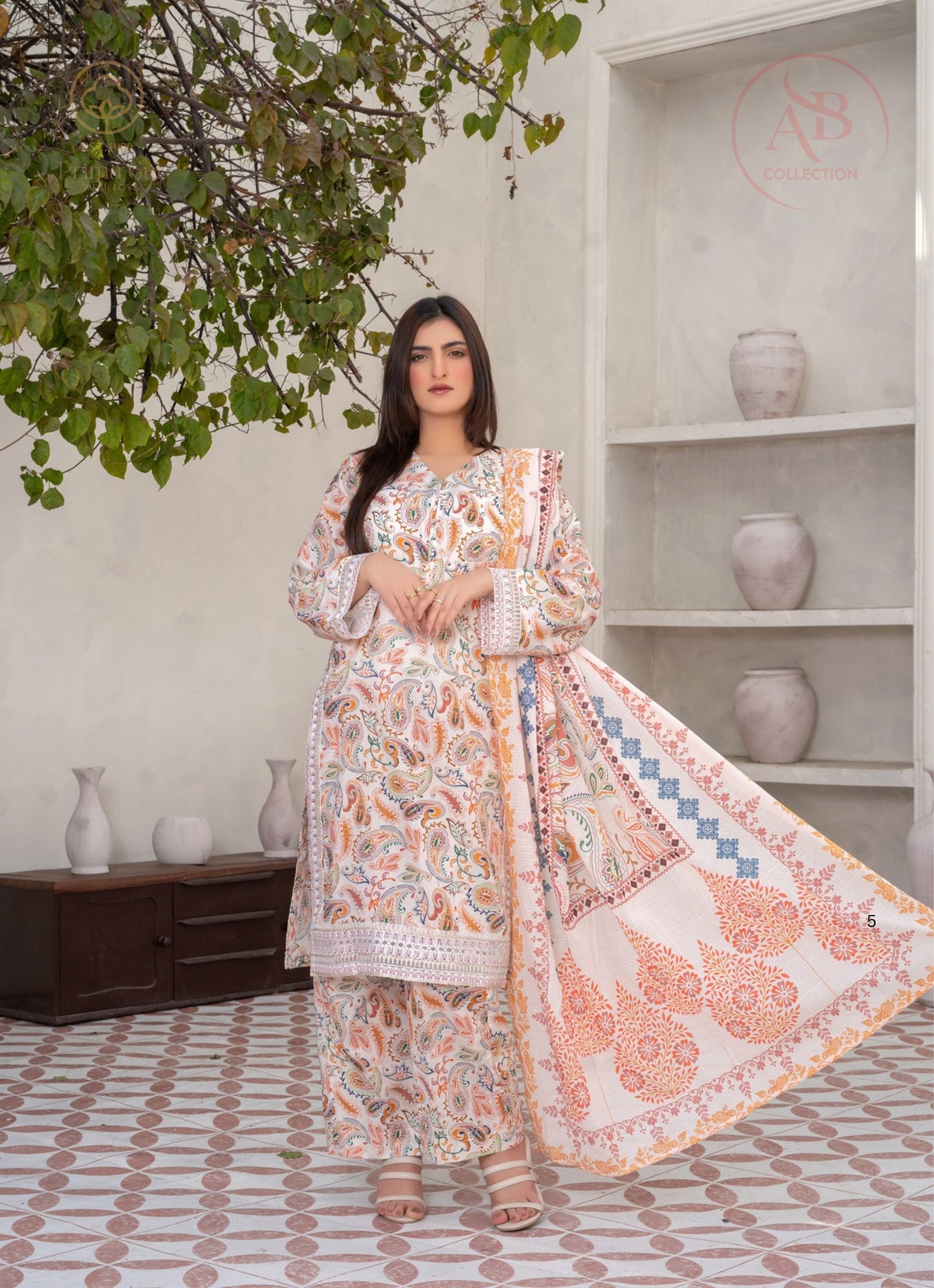 Elegant 3-Piece Multicolor Paisley Lawn Suit By Prima Gul
