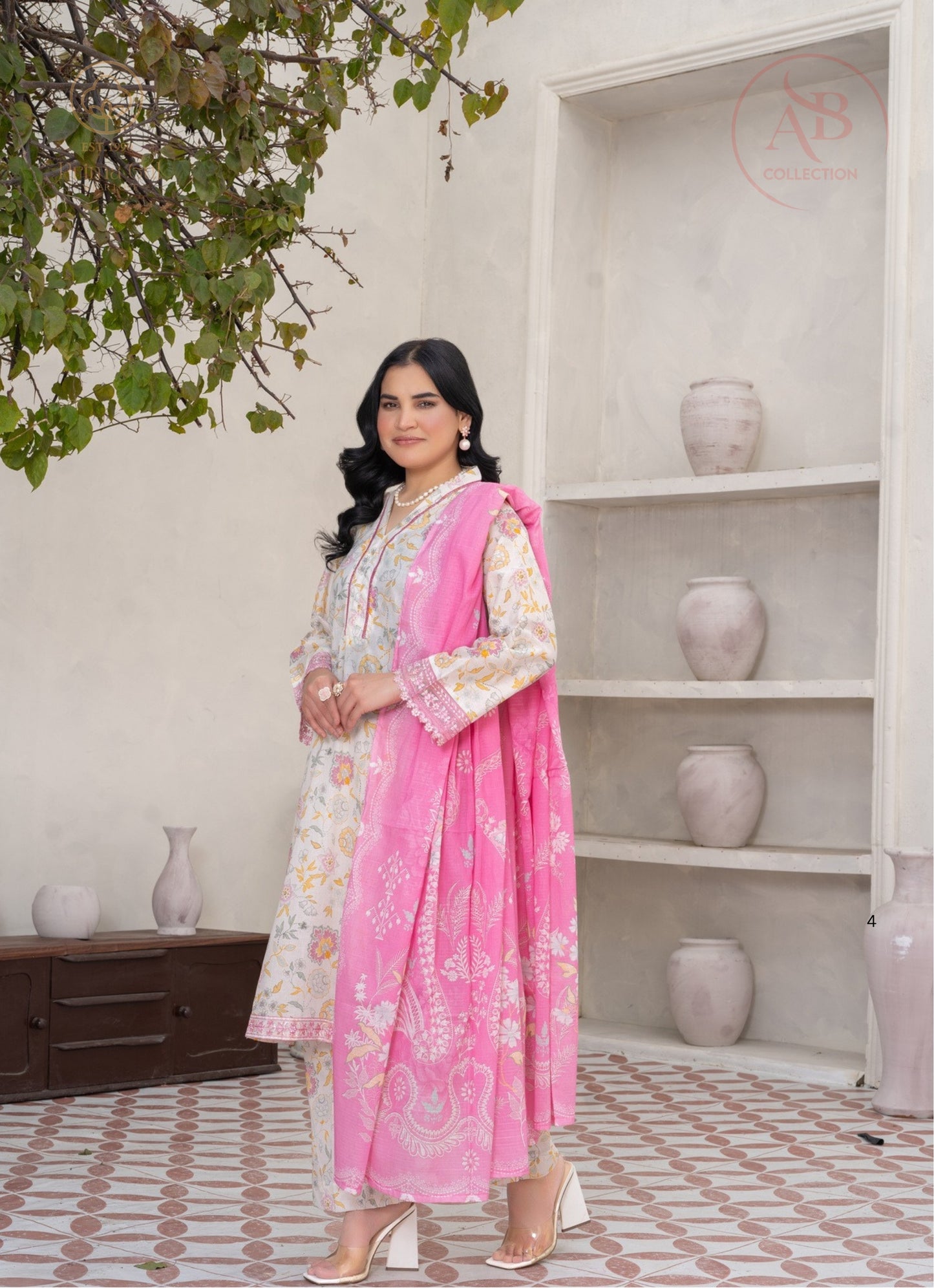 Prima Gul Collection Blossom Pink 3-Piece Printed Lawn Suit