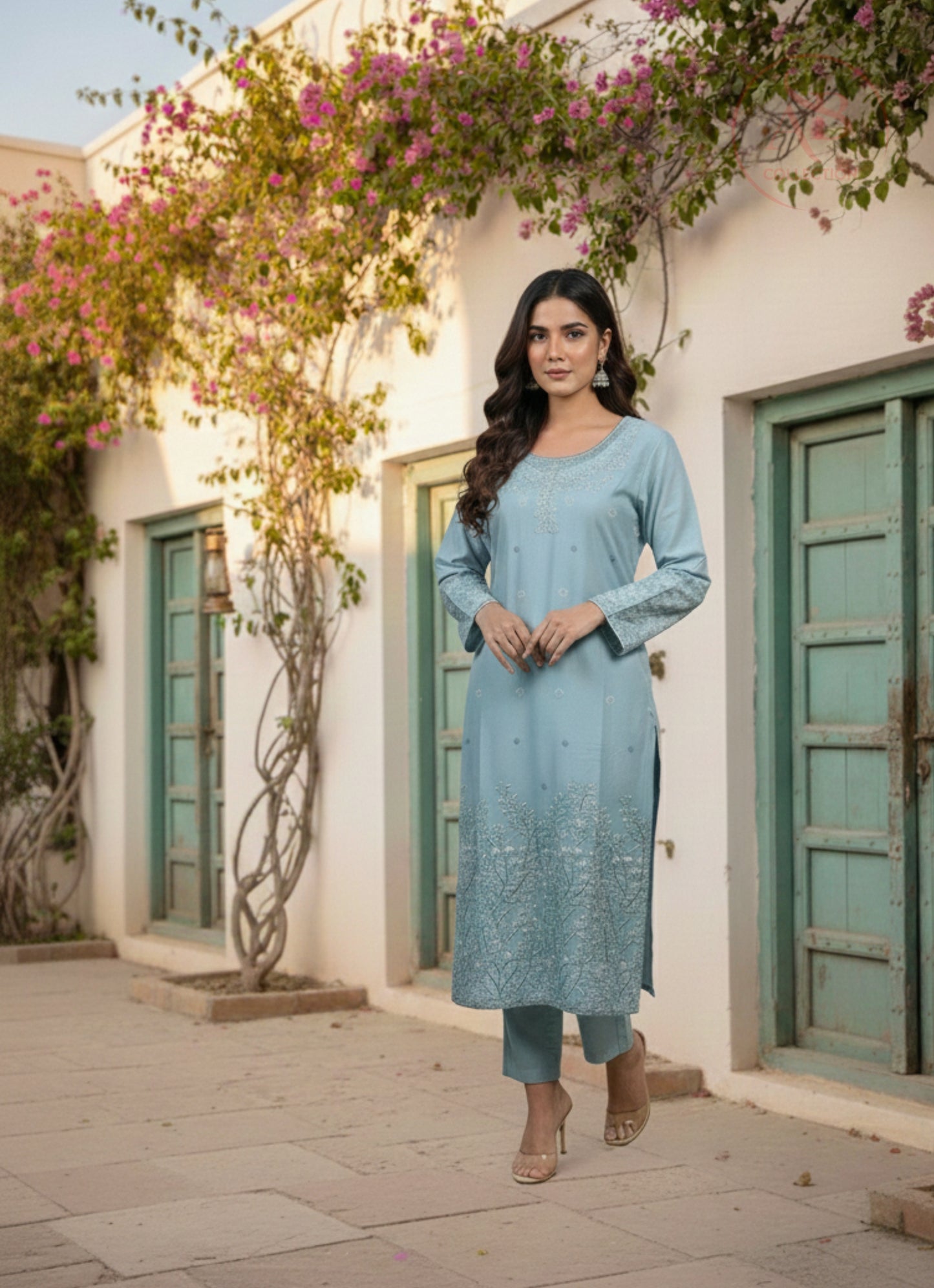 Luxury 3-Piece Embroidered Cambric Suit with Digital Print Dupatta