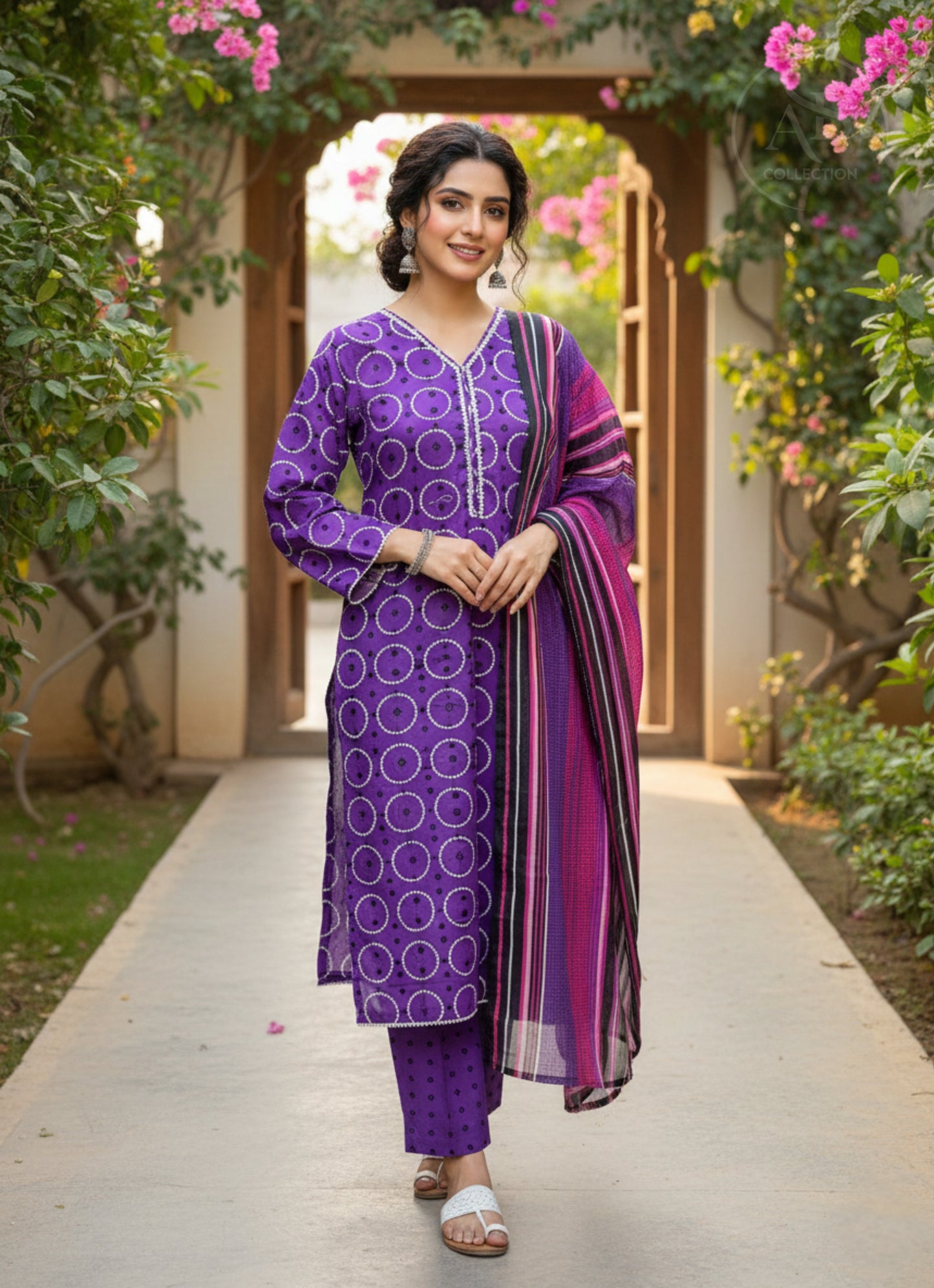 Midnight Purple Chunri-Inspired Summer Ensemble 3PC