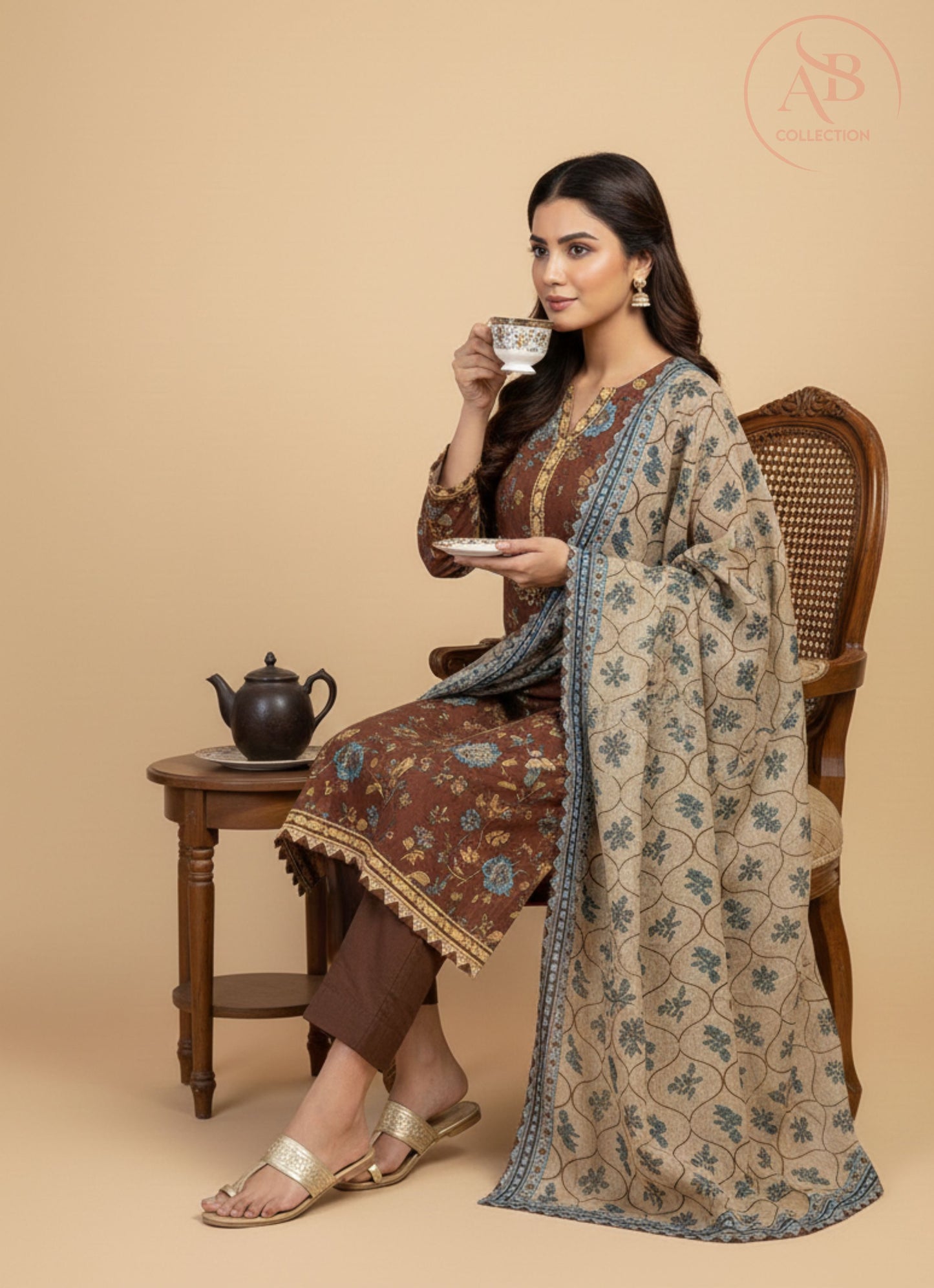 Earthy Rust Khaddar 3-Piece Suite
