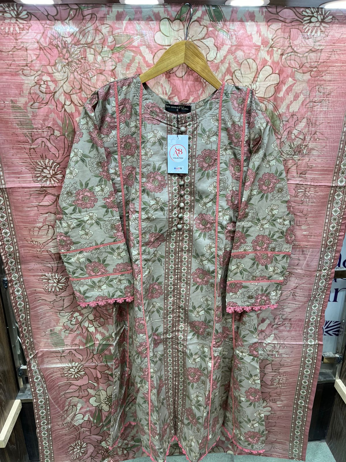 Bin Saeed Premium Lawn 3-Piece Floral Frock