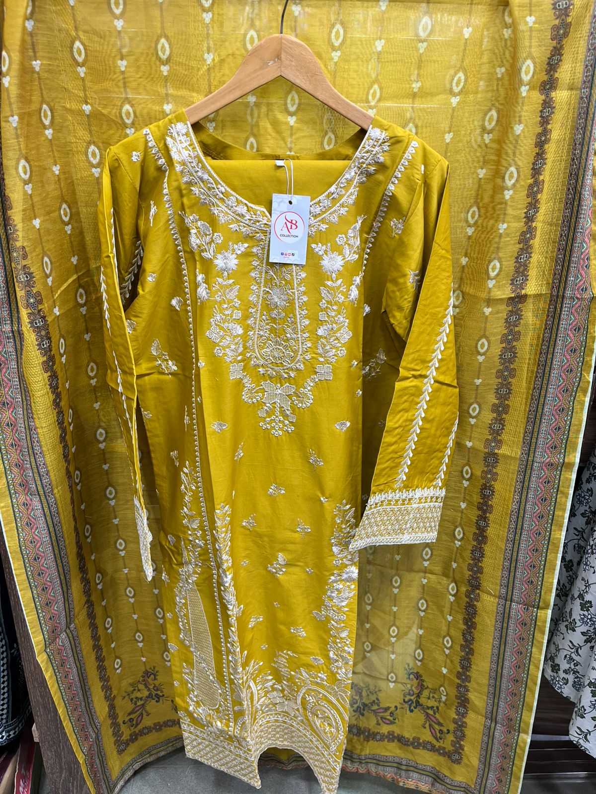 Elegant Embroidered Cambric 3-Piece Suit