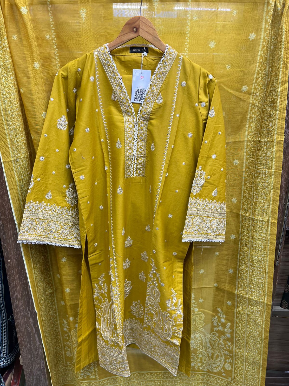 Premium Embroidered Cambric 3-Piece Suit with Digital Floral Dupatta