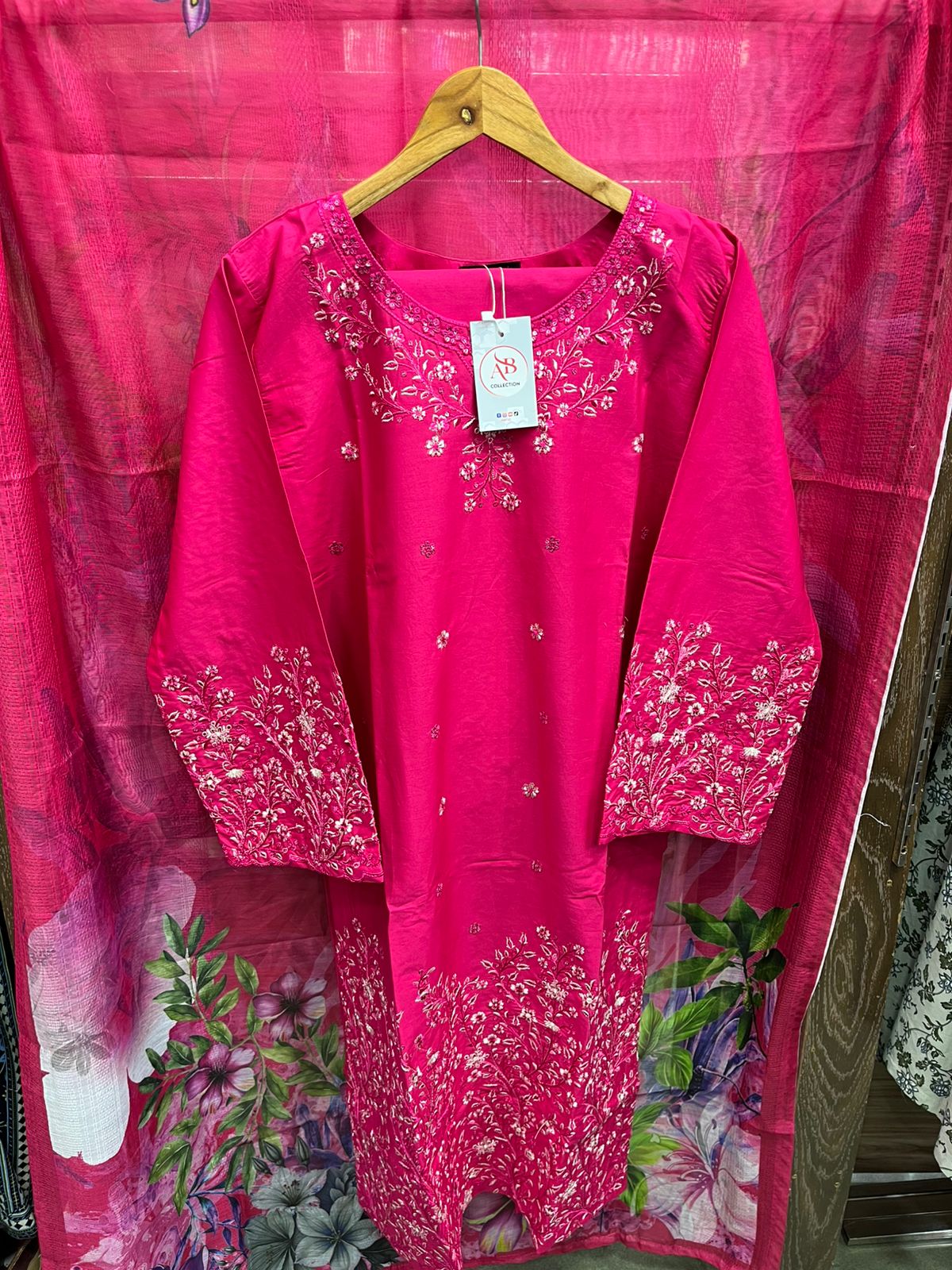 Luxury 3-Piece Embroidered Cambric Suit with Digital Print Dupatta
