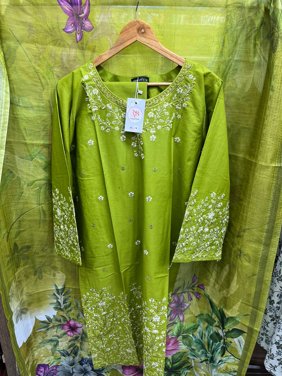 Luxury 3-Piece Embroidered Cambric Suit with Digital Print Dupatta