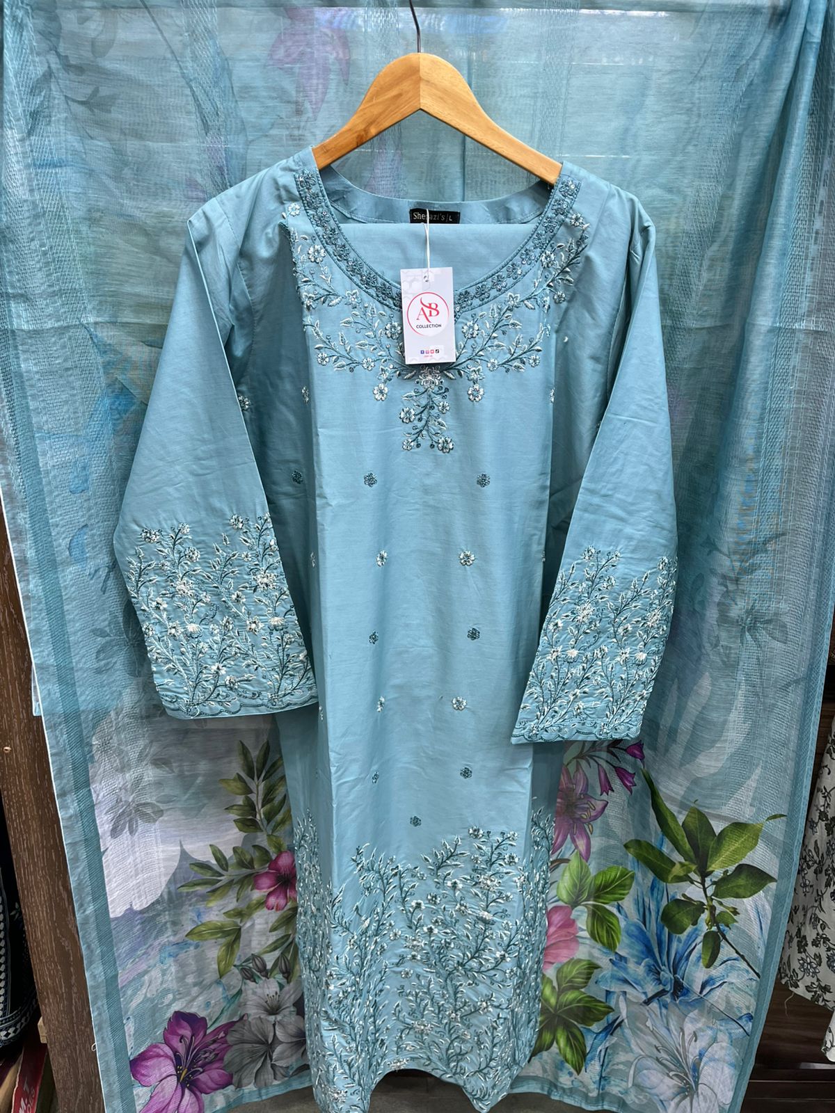 Luxury 3-Piece Embroidered Cambric Suit with Digital Print Dupatta