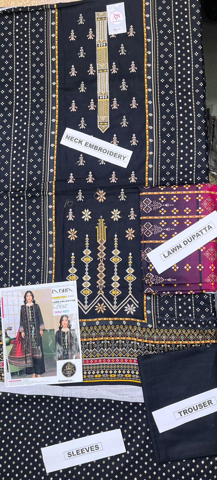 Premium Unstitched Embroidered Lawn 3 Piece Suit with Lawn Dupatta
