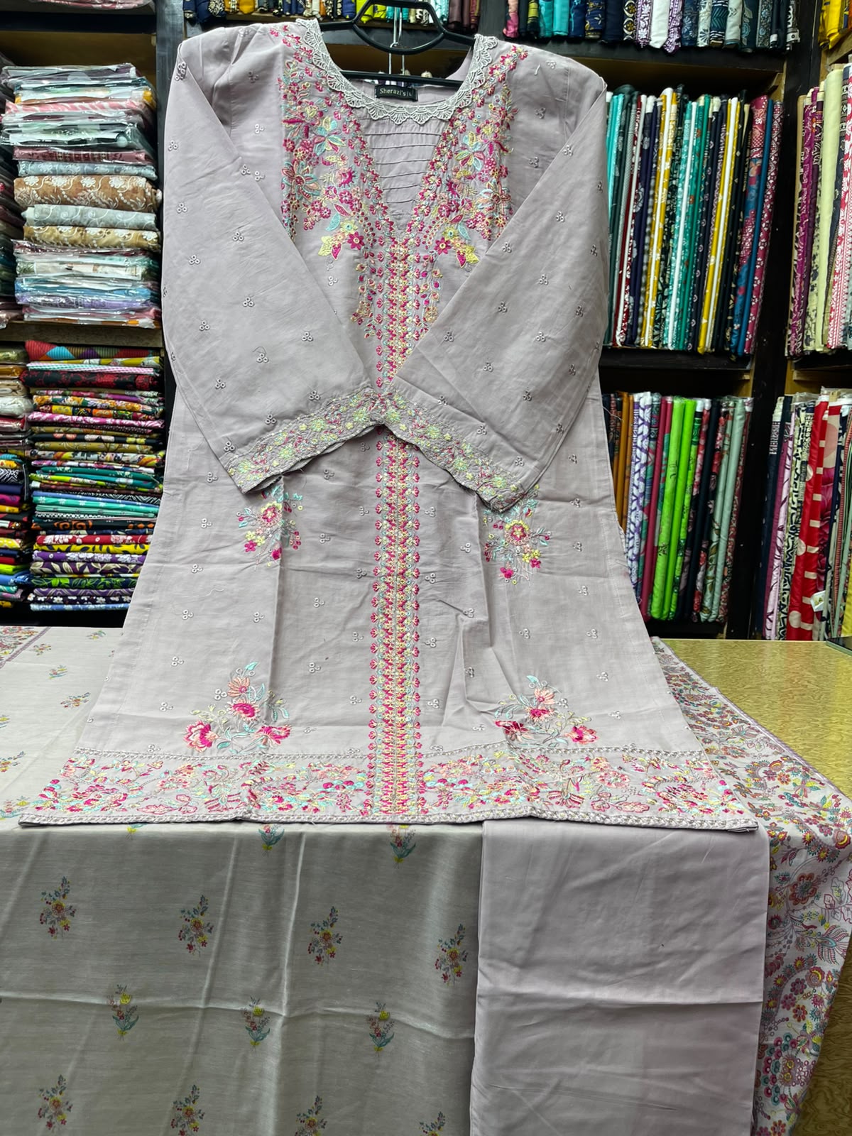 Premium Stitched 3 Piece Lawn Suit with Multi-Color Pastel Embroidery