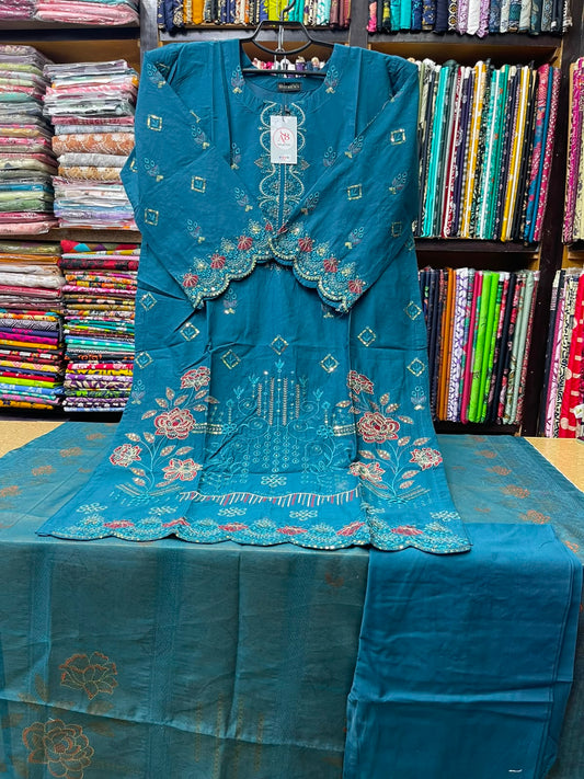 Premium Stitched 3 Piece Lawn Suit with Scalloped Cutwork and Elegant Floral Embroidery