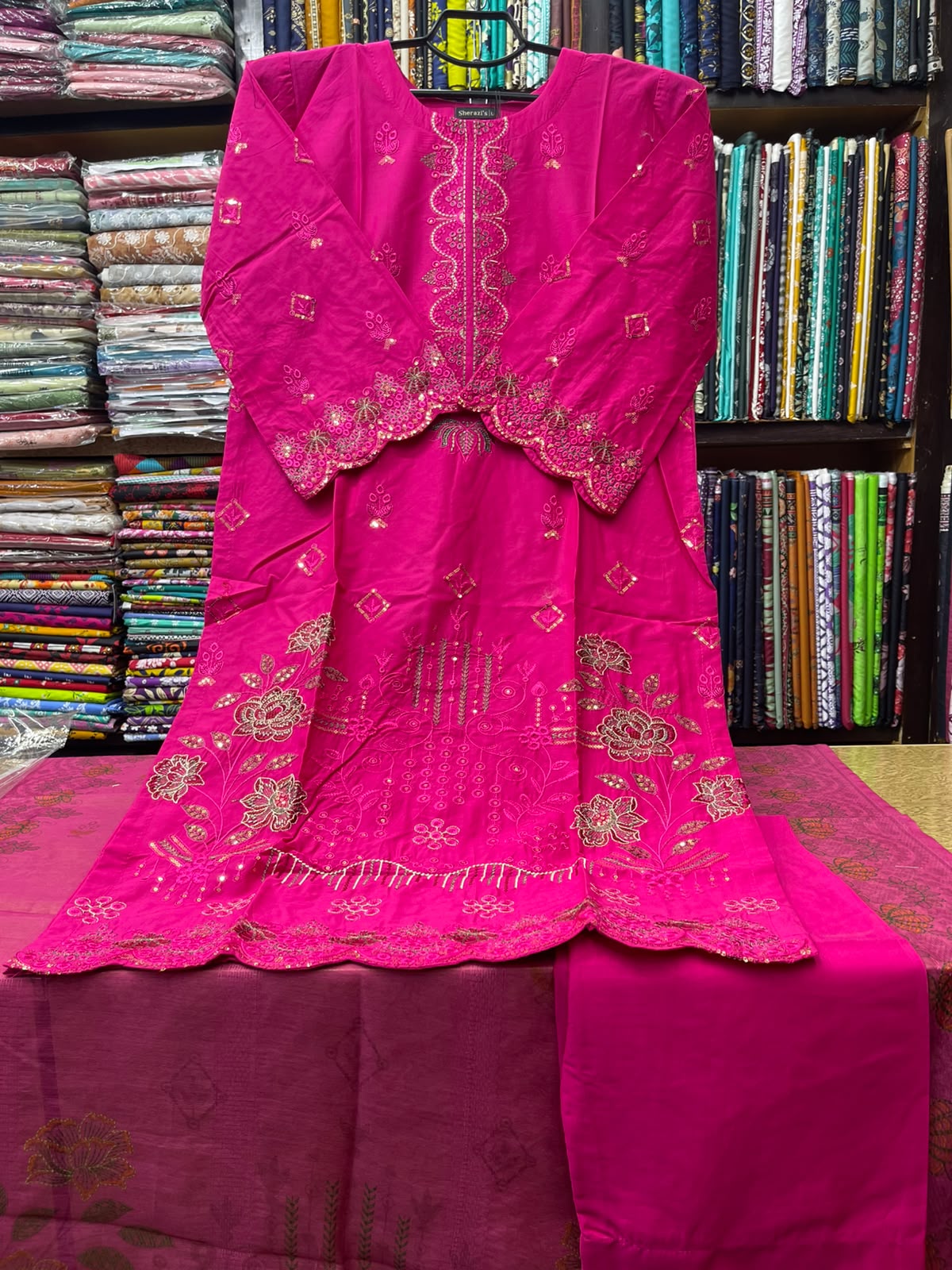 Premium Stitched 3 Piece Lawn Suit with Scalloped Cutwork and Elegant Floral Embroidery