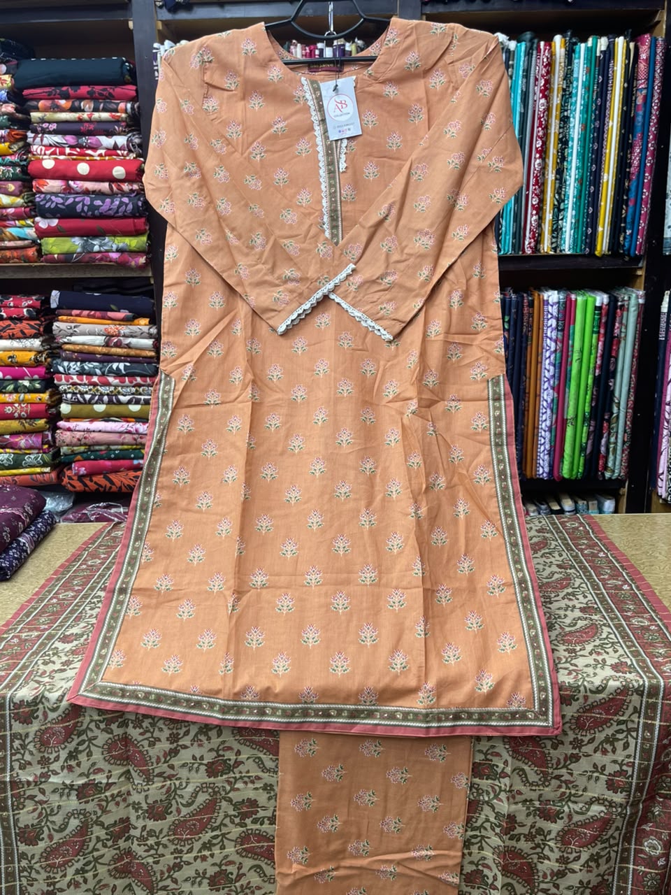 3-Piece Floral Booti Lawn Suit with Paisley Print Dupatta