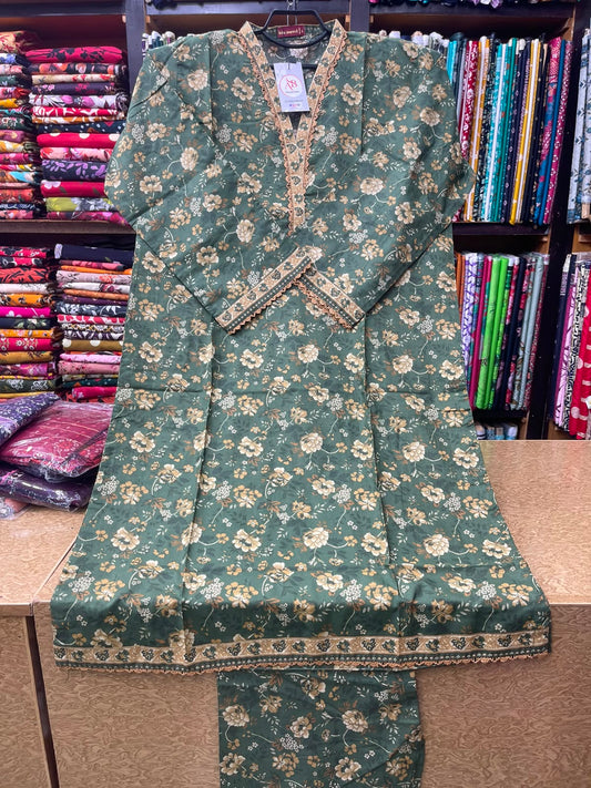 Bin Saeed Olive Green 2-Piece Printed Lawn Article