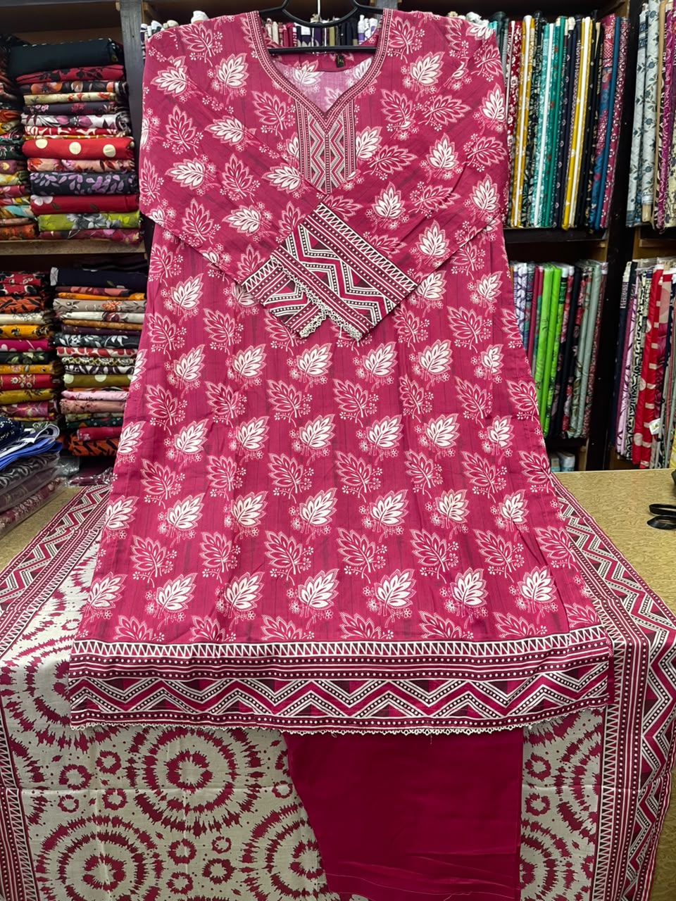 Premium Rust Red 3-Piece Printed Lawn Article