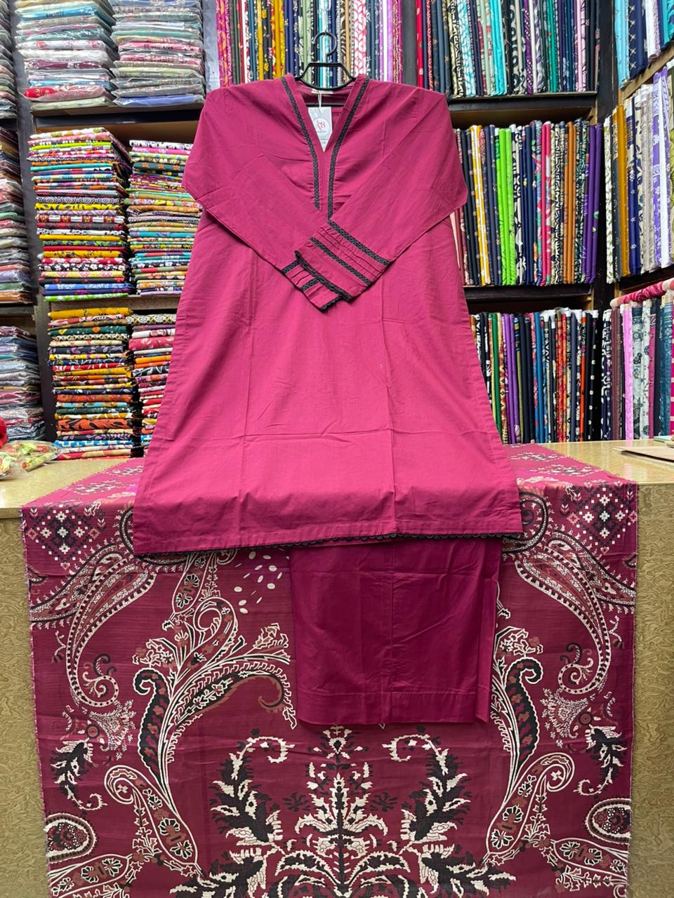Solid Magenta with Printed Dupatta