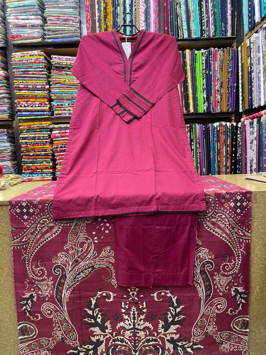 Solid Magenta with Printed Dupatta