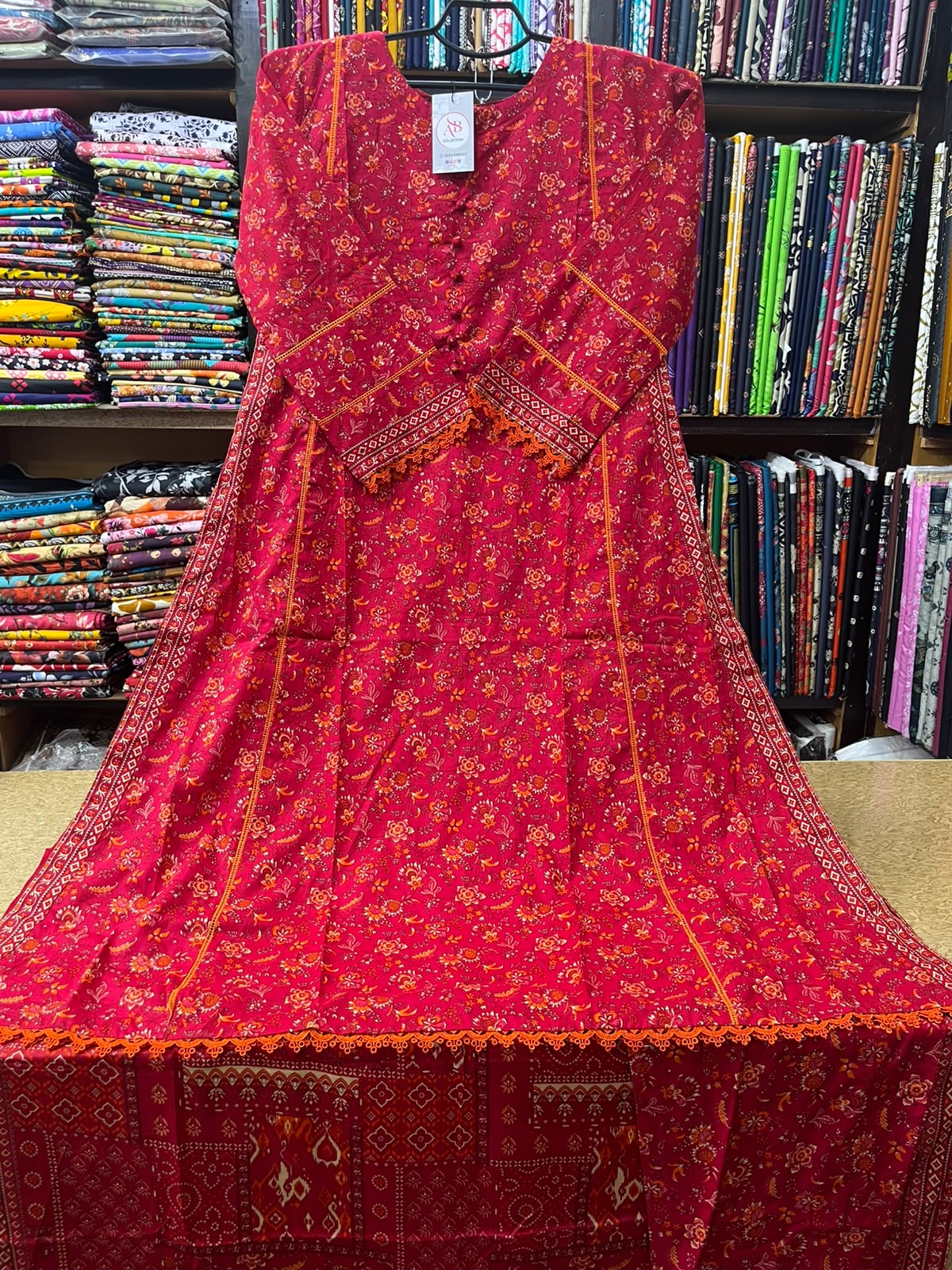 AB Collection 3-Piece Crimson Red Chunri Print Lawn Suit