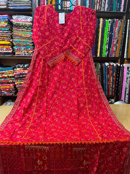 AB Collection 3-Piece Crimson Red Chunri Print Lawn Suit