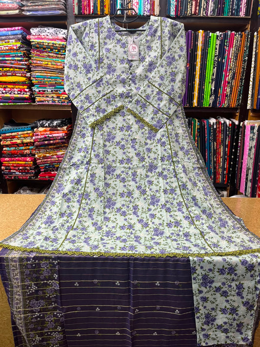 AB Collection 3-Piece Lavender Bouquet Printed Lawn Suit