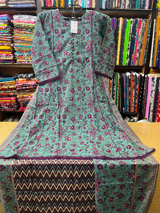 AB Collection 3-Piece Antique Floral Vine Lawn Suit