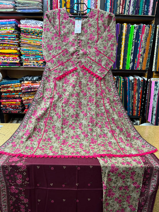 AB Collection 3-Piece Meadow Floral Printed Lawn Suit