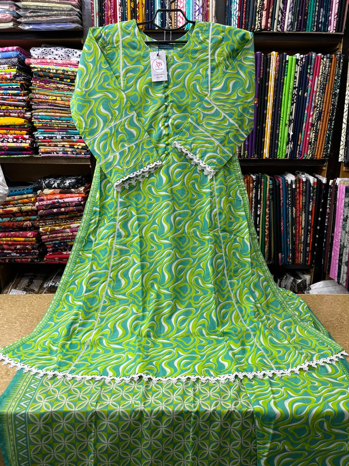 AB Collection 3-Piece Psychedelic Swirl Printed Lawn Suit