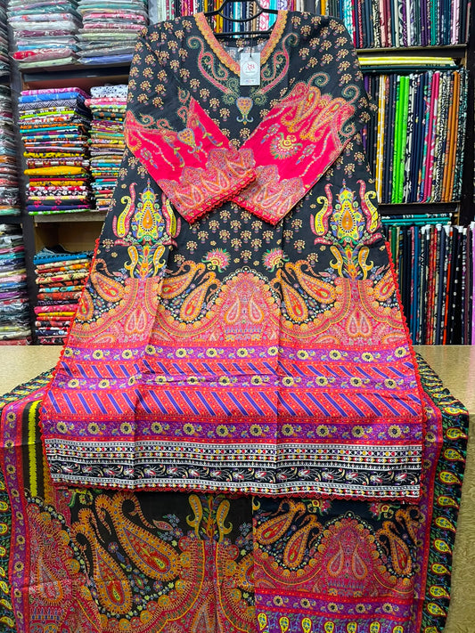 Black Paisley Printed Premium Lawn Suit