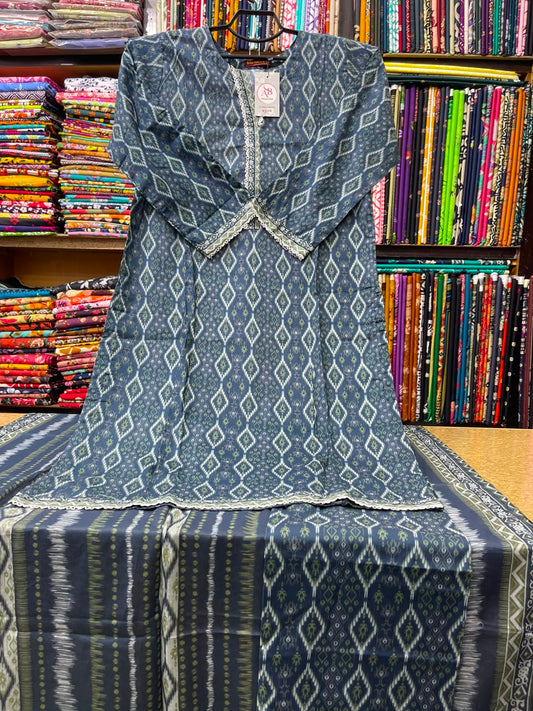 Bin Saeed 3-Piece Slate Blue Ikat Printed Lawn Suit