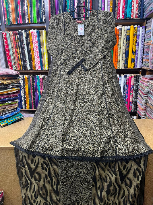 Edgy Animal Print 3-Piece Stitched Lawn Dress