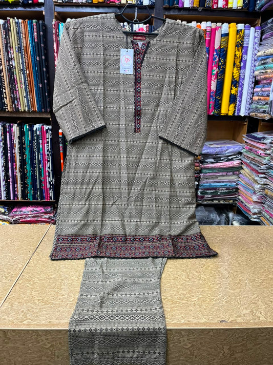 Elegant Geometric 2Piece Printed Lawn Suit – Shirt & Pants Set