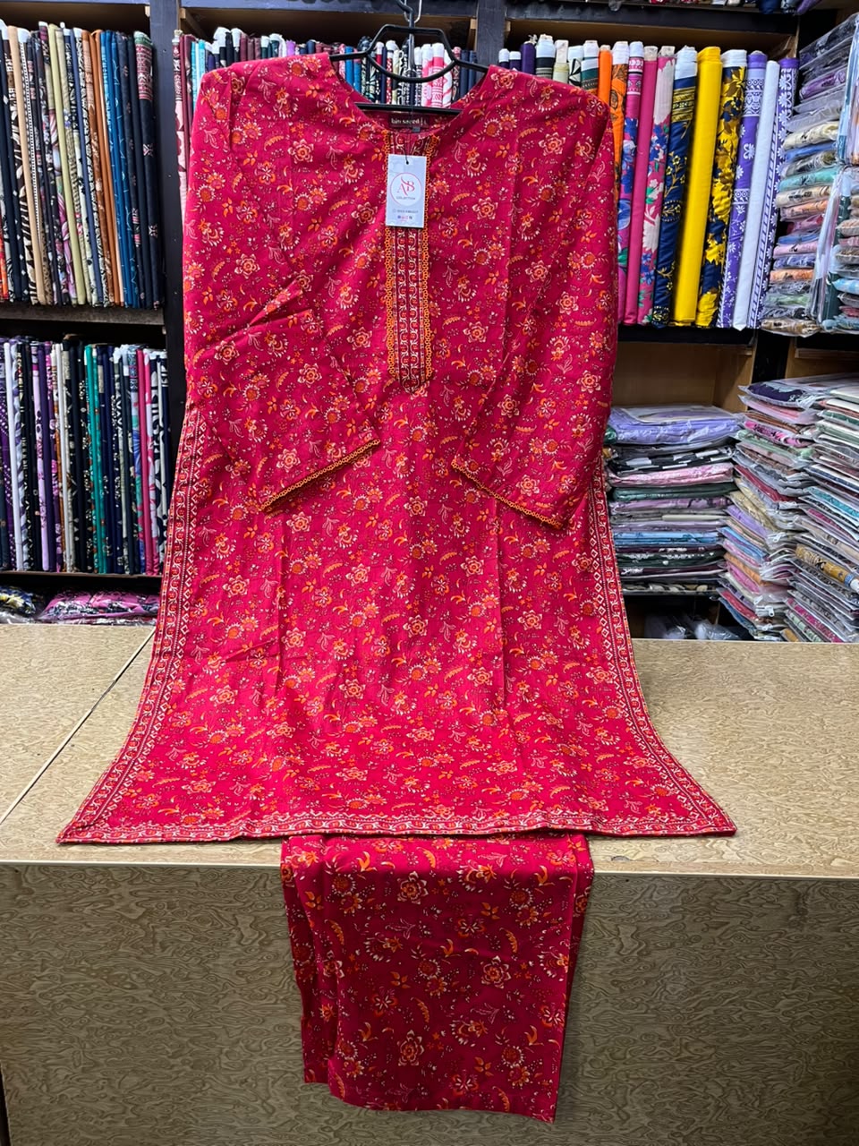 Vibrant Pink Floral 2-Piece Printed Lawn Suit