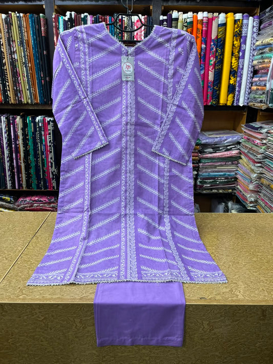Soft Lilac 2-Piece Embroidered Lawn Suit