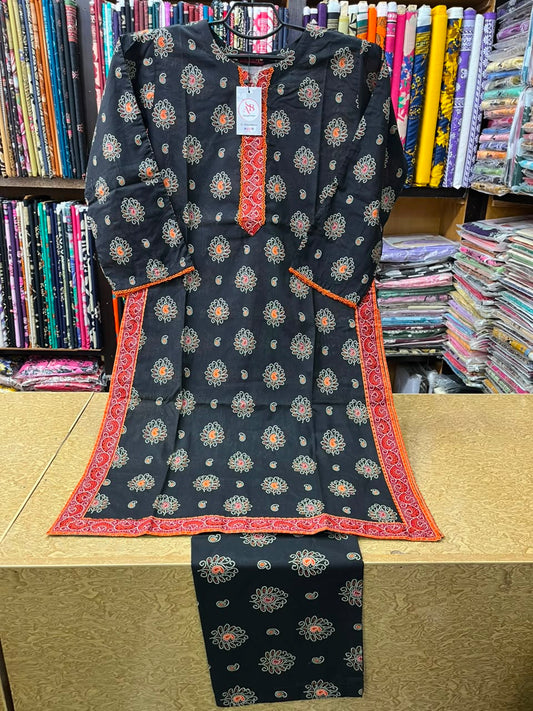 Black & Rust Paisley 2-Piece Printed Lawn Suit