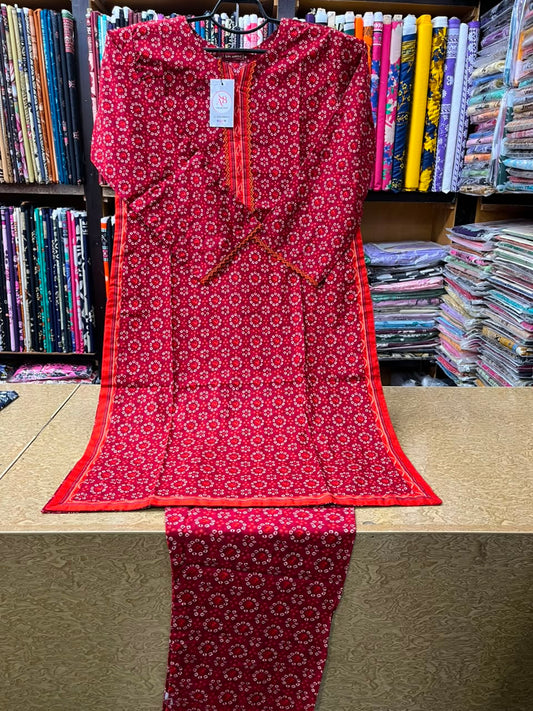 Crimson Red Chunri Bandhani 2-Piece Printed Lawn Suit