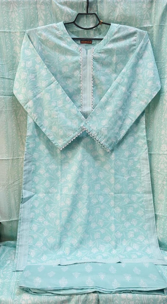 efreshing Mint Green Floral Printed 3-Piece Lawn Suit