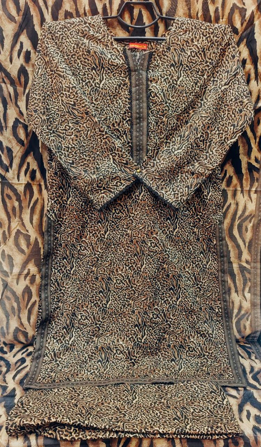 Trendy Animal Print 3-Piece Lawn Suit Set with Dupatta